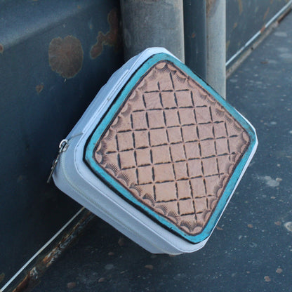 Tooled Leather Travel Jewelry Case