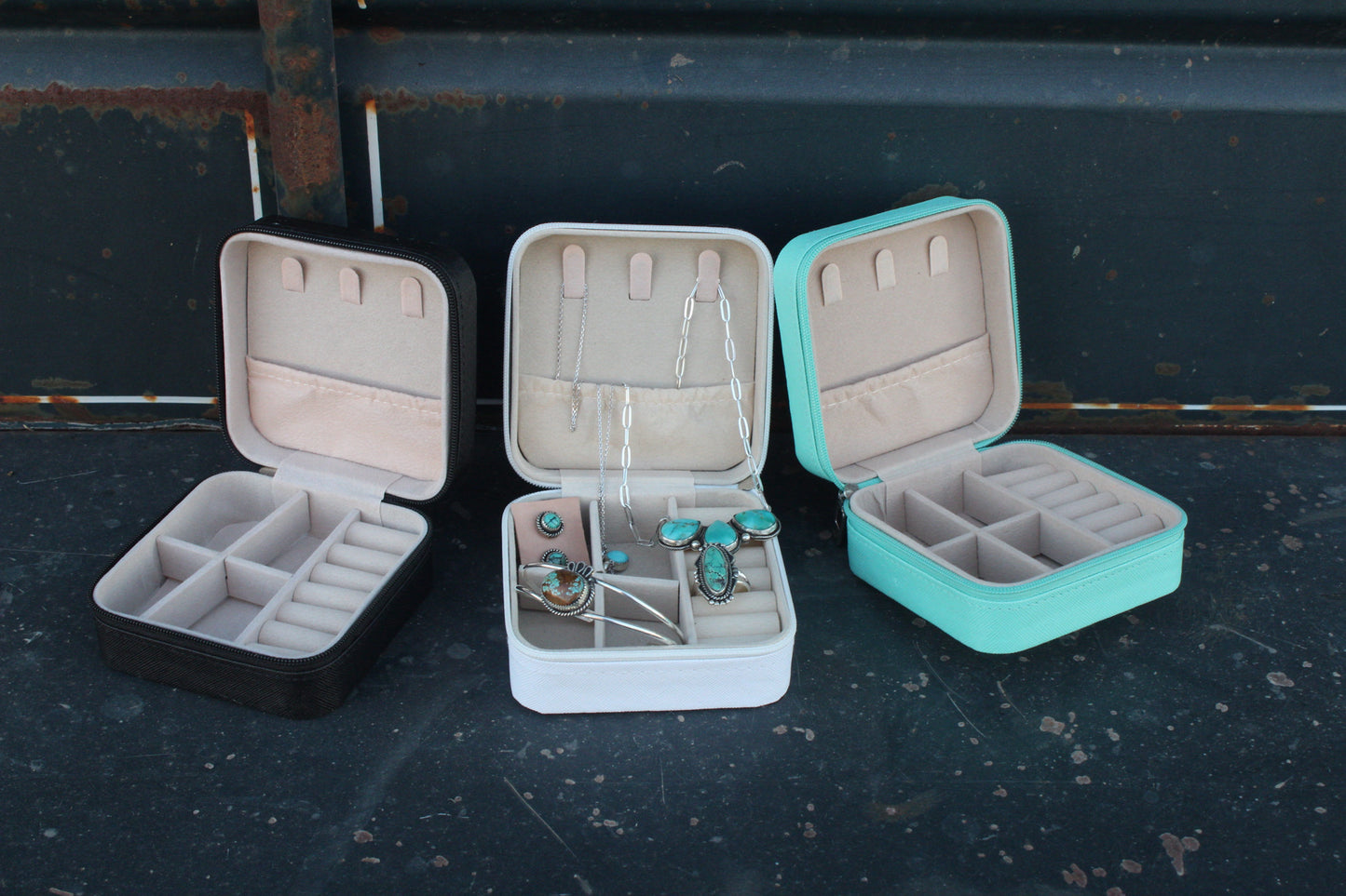 Tooled Leather Travel Jewelry Case